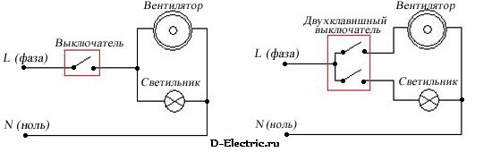 Схема подключения вентилятора вытяжки кухни