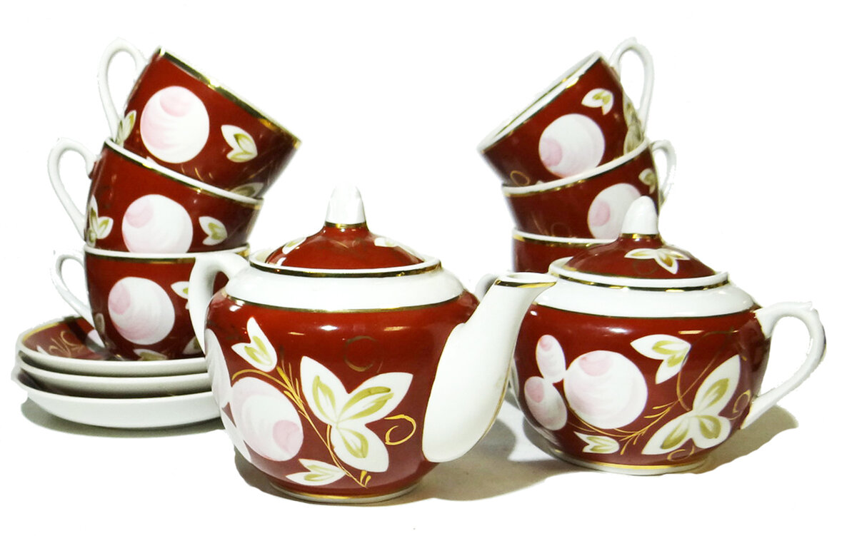 Сервиз «Слива». 1950-1960 гг., ДФЗ Вербилки. Автор формы «Стандарт» Александр Иванович Шобанов 