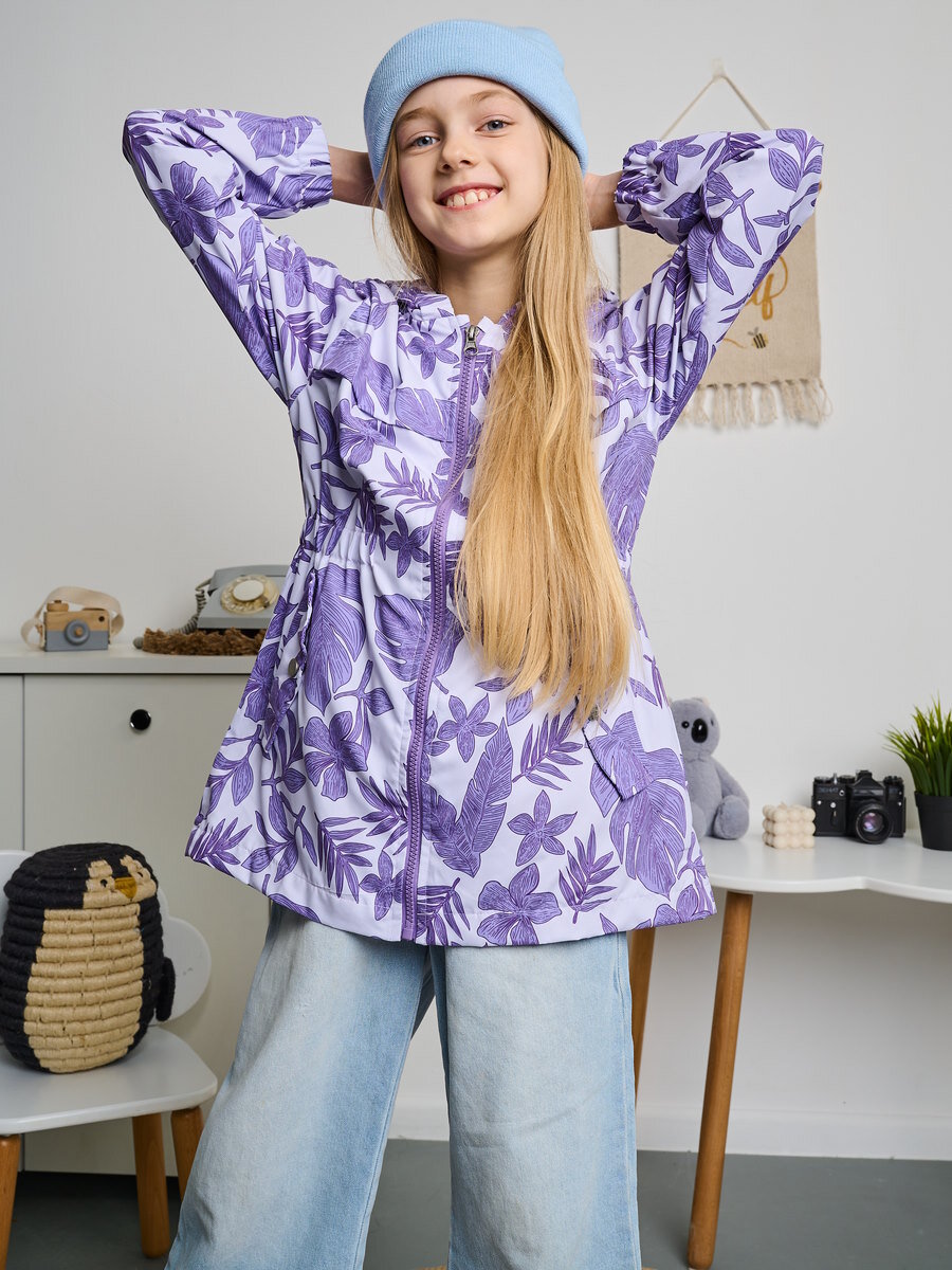 Куртка ветровка для девочки Littledandy цвет сиреневый, фиолетовый