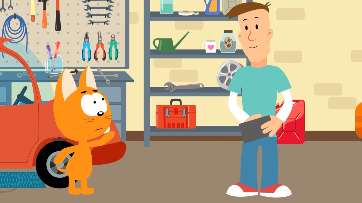 Кадр из мультсериала "Котэ и волшебный гараж"
