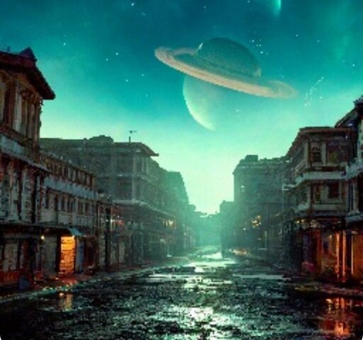 Улица планеты Коломоти. Рисует нейросеть