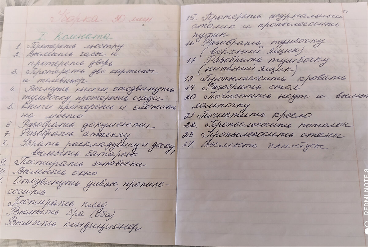 24 пункта только на комнату, какие там 15 минут в день?