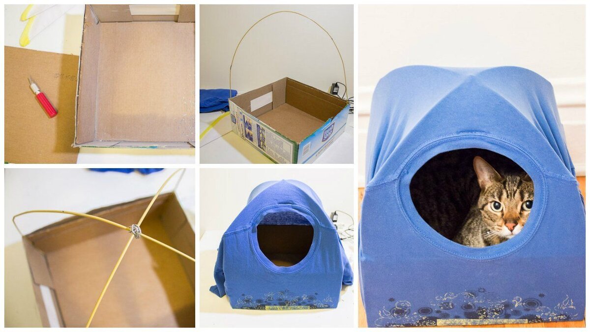 Домик для кошки своими руками из коробки: чертежи и размеры, пошаговая инструкция