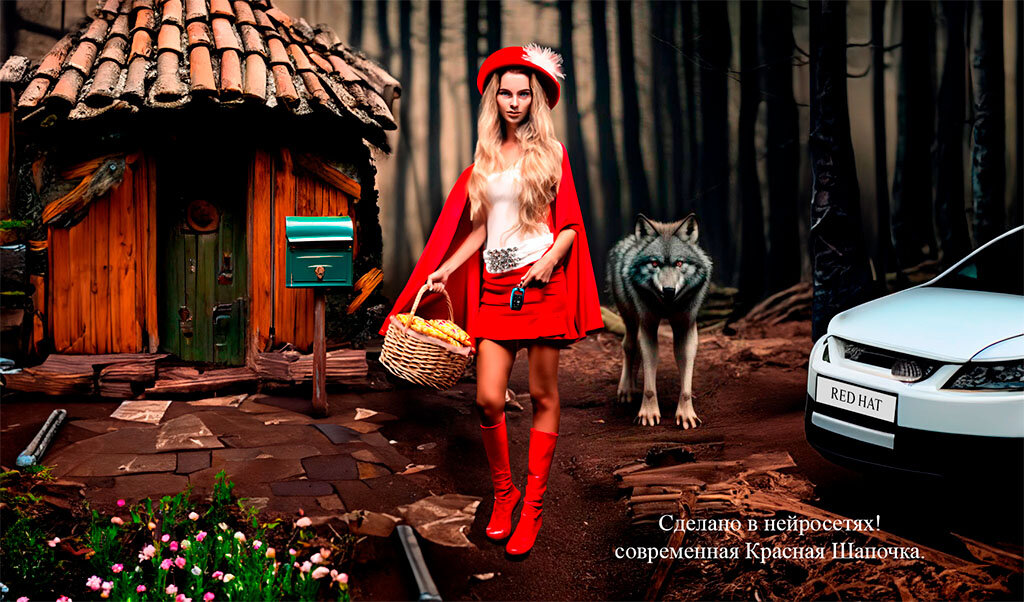 современная Красная Шапочка - автор Виталий Ч. (нарисовал при помощи нейросетей)