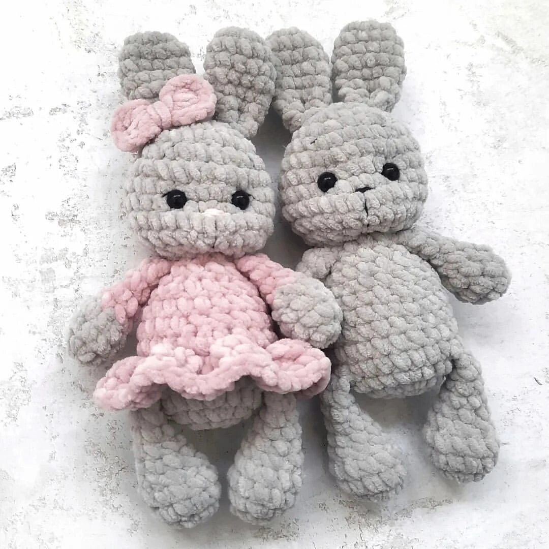 Большой плюшевый зайка амигуруми | Hi Amigurumi