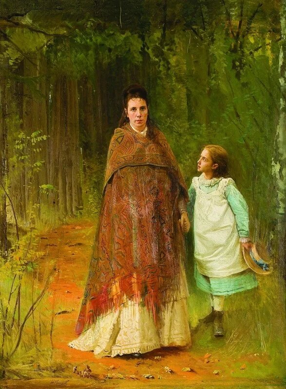 Портрет С.Н. Крамской, жены художника и С.И. Крамской, дочери художника, Иван Крамской 