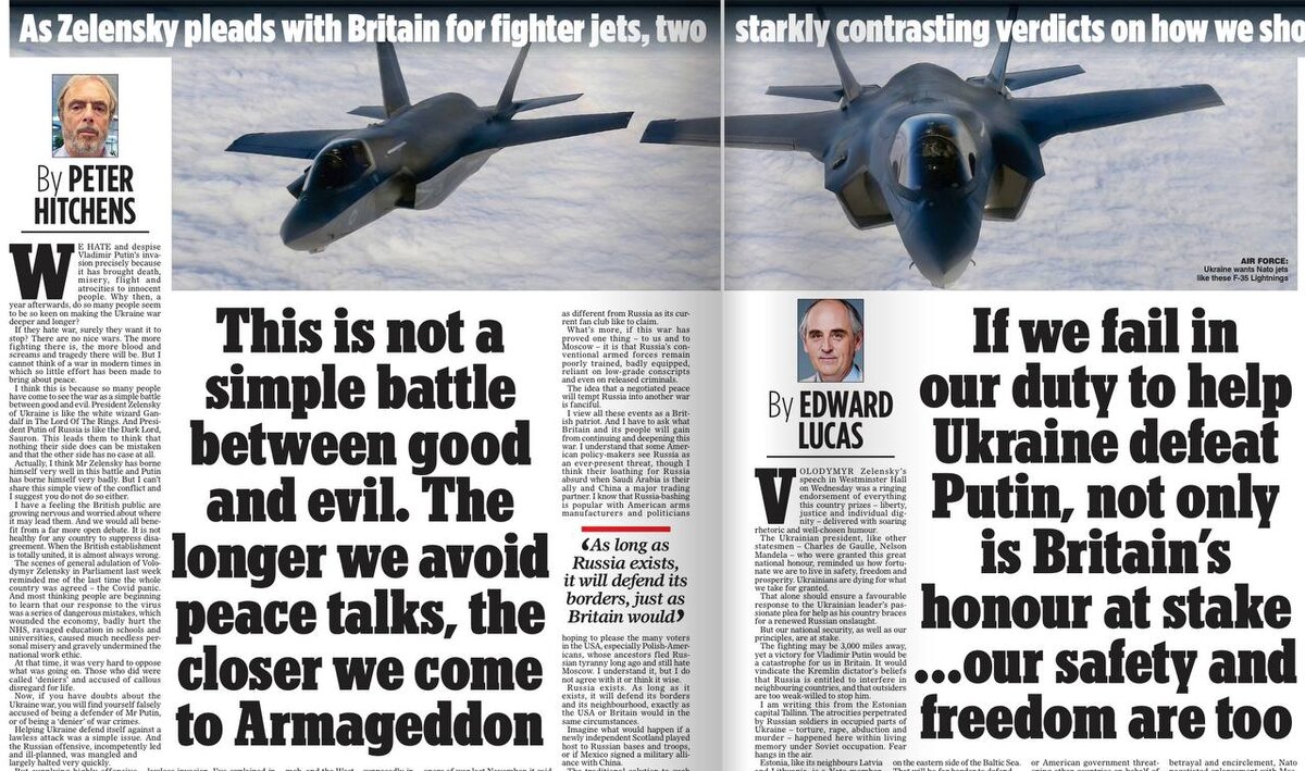 Корнилов: The Mail on Sunday устроила на разворот своеобразный баттл между двумя колумнистами