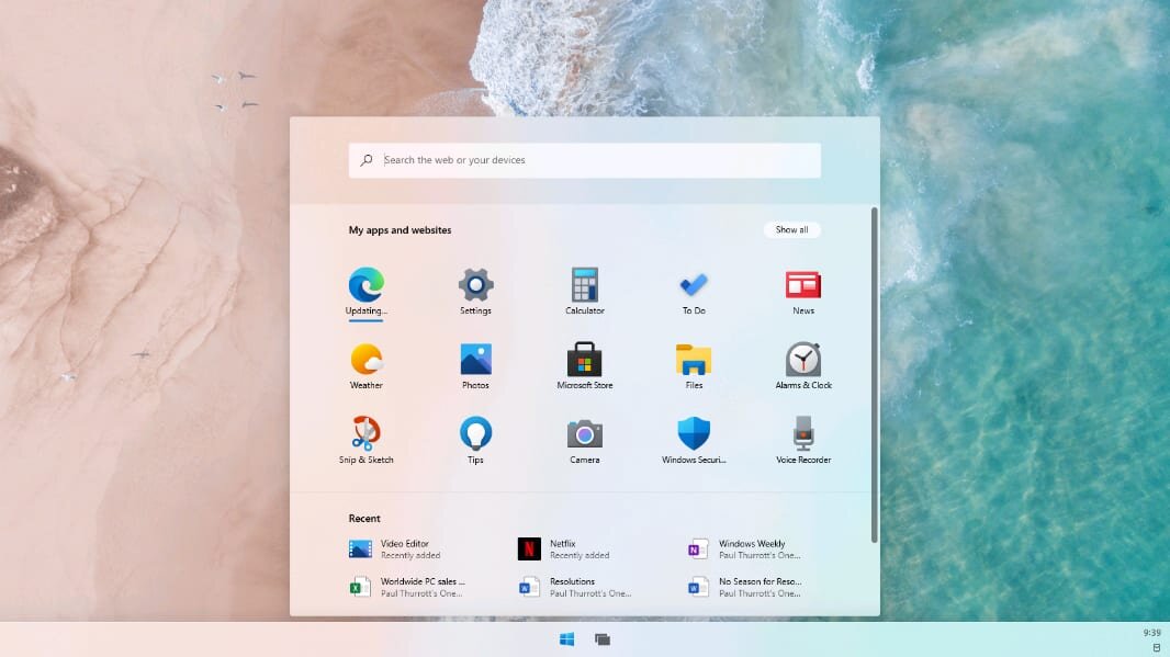 Панель управления Windows 10X