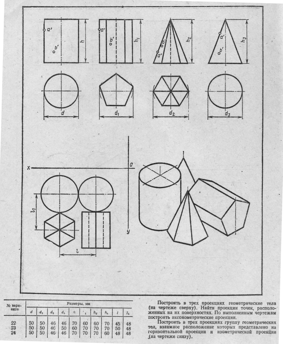 Проекции геометрических тел. Инженерная Графика аксонометрические проекции геометрических тел. Построение аксонометрических проекций геометрических тел. Инженерная Графика проецирование геометрических тел вариант 3. Построение геометрических тел в изометрии.
