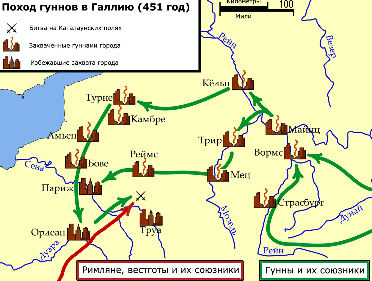 Переселение гуннов на запад карта