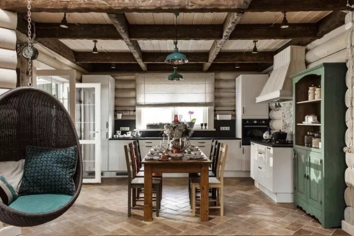 Дизайн кухни в деревянном доме (60 фото)