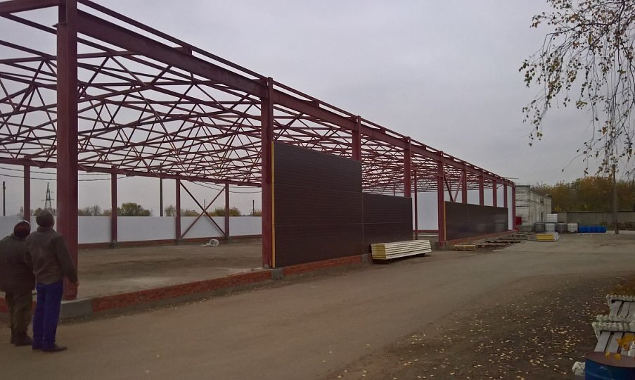 Монтаж ограждающих конструкций на металлокаркас цеха производства продукции Рязанская область, г. Спасск-Рязанский