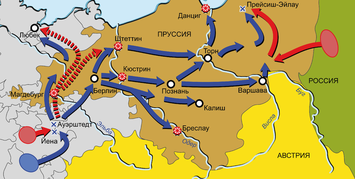 Продвижение французских войск по территории Польши после битвы при Йене