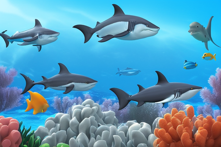 иллюстрация к сказке Друзья на всех глубинах: история семьи акул и их путешествия