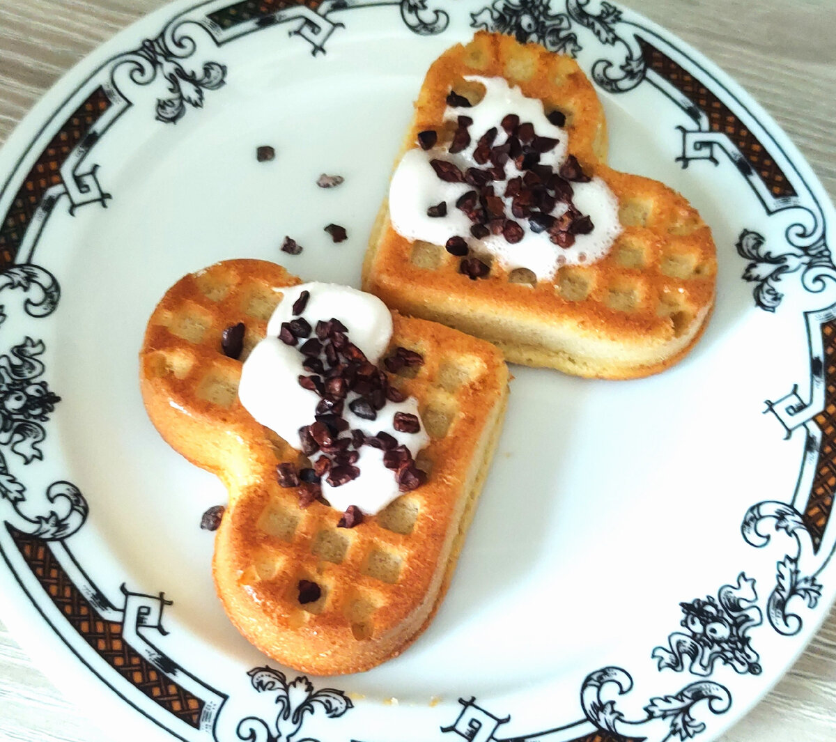 Бисквитные вафли с маршмеллоу и какао-крупкой