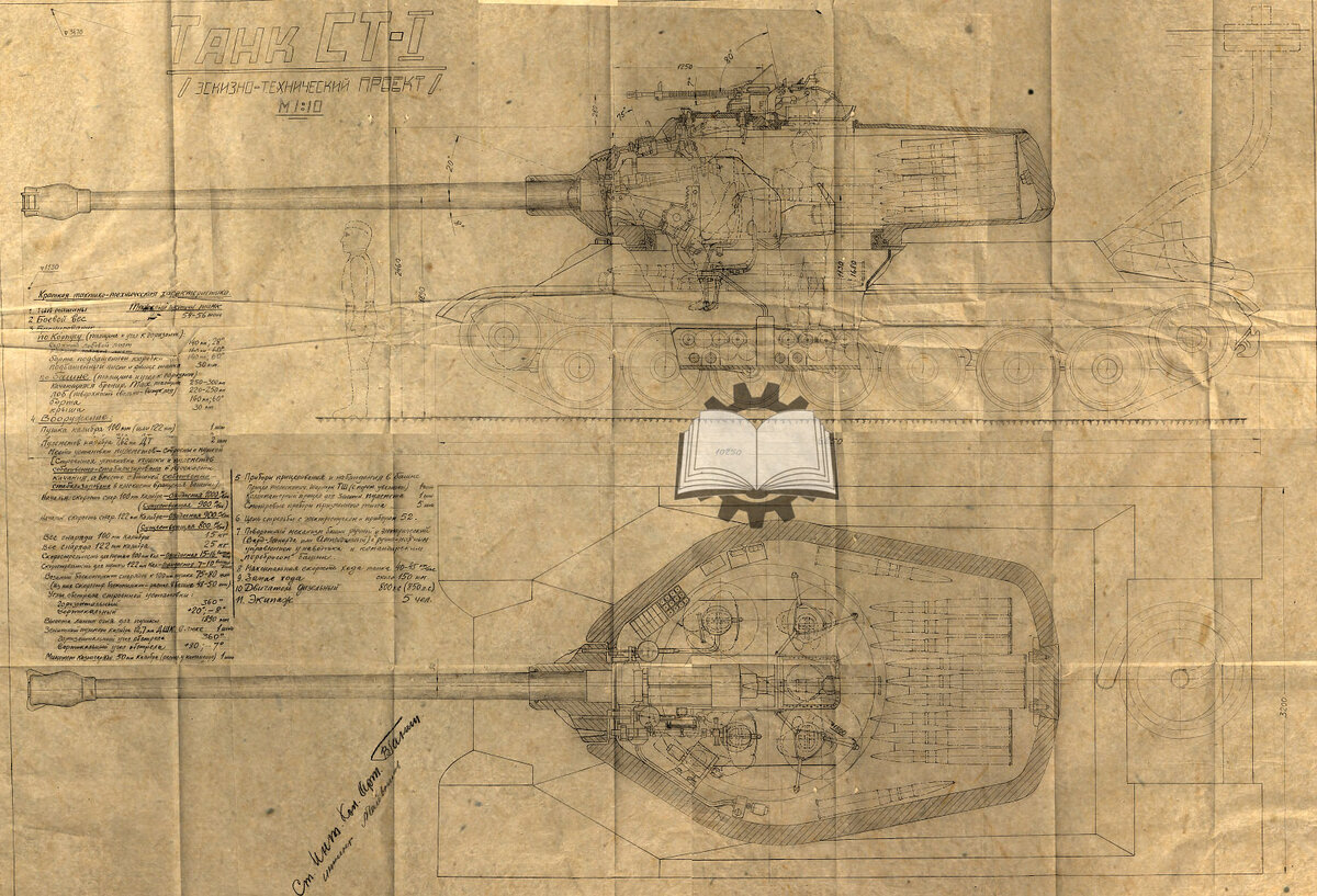 Проект тяжелого танка СТ-I, май 1945 года.