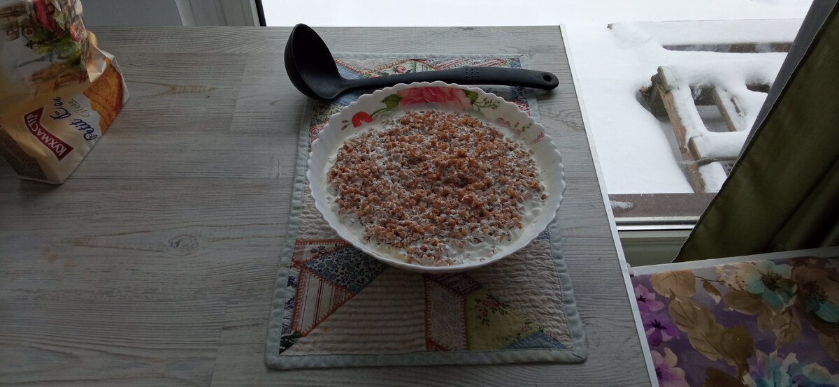 Гречка с кефиром.  Фото автора