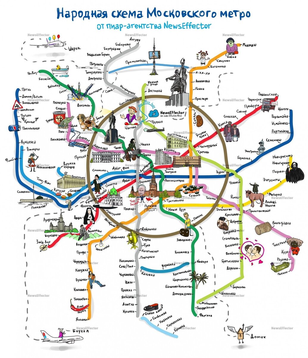 Открытка со схемой Московского метро 2.0