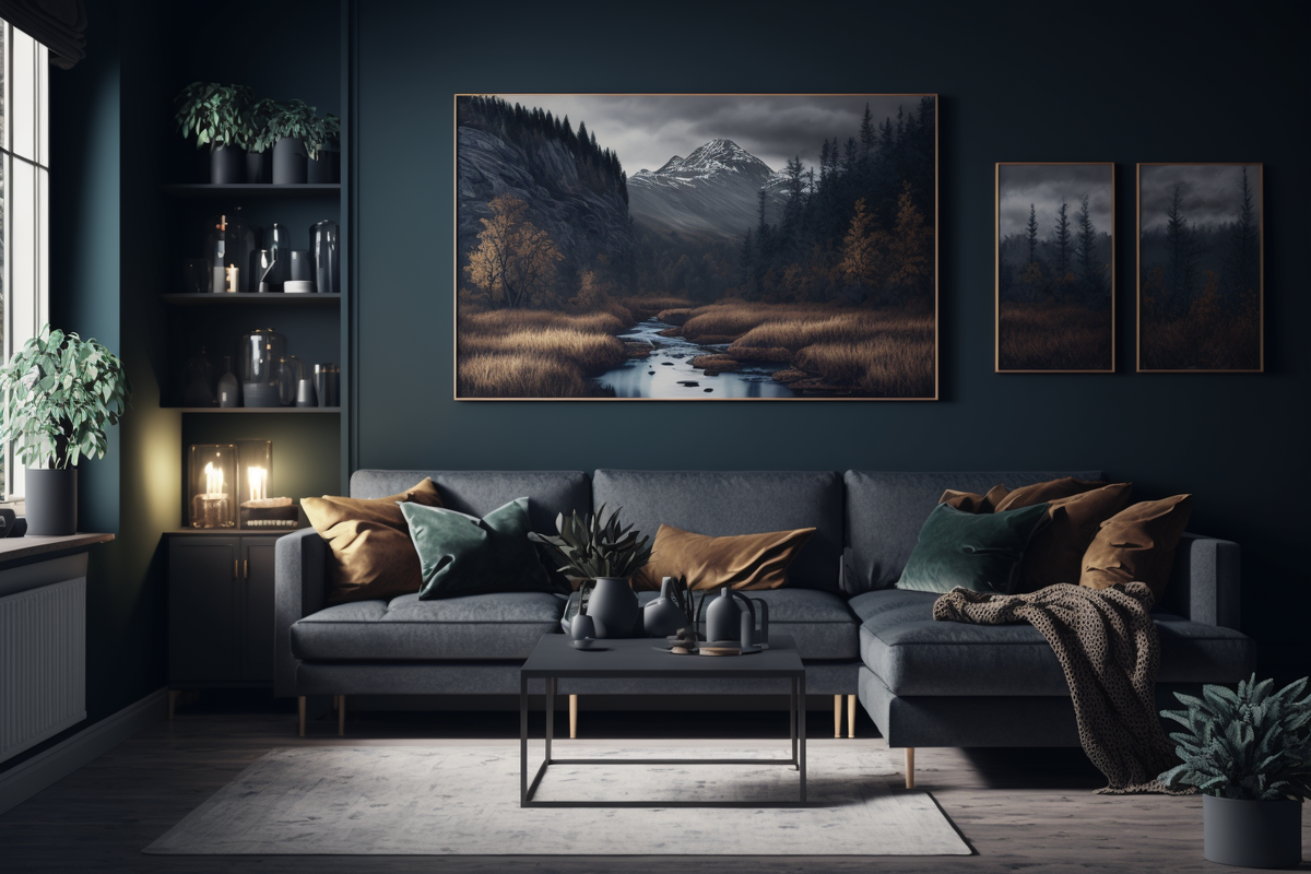 Midjourney, дизайн интерьера, запрос: this entire luxury modern room dressed in black patent leather, 4k