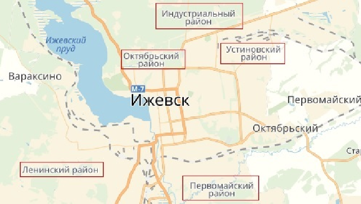 Районы города ижевска