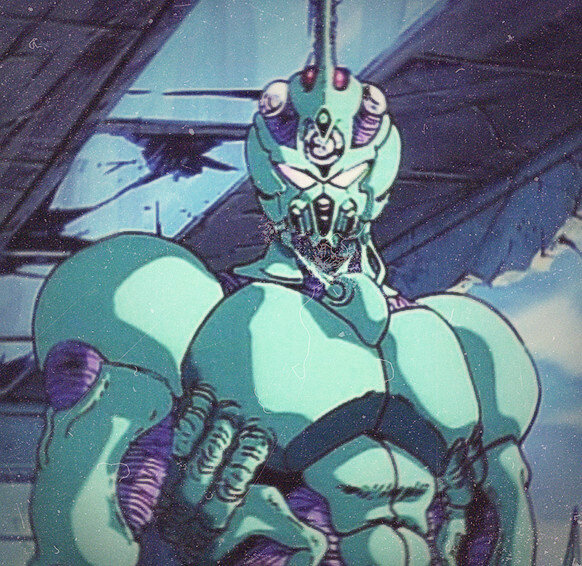 Кадр из аниме "Bio-Booster Armor Guyver" (Гайвер: Совершенное Био оружие), 1989г., режиссёр Коити Исигуро, студия Bandai. Дизайн "Guyver" принадлежит автору манги Ёсики Такая (Yoshiki Takaya). Подробнее об Аниме указано ниже в статье. Публикация преследует в информационные цели. 