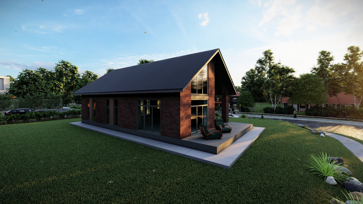 Одноэтажный дом площадью 100кв.м. - второй свет в гостиной и кухне плюс ...