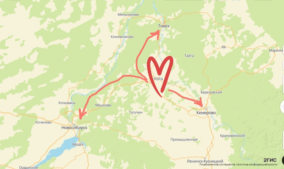 Данные карт с сайт 2ГИС.