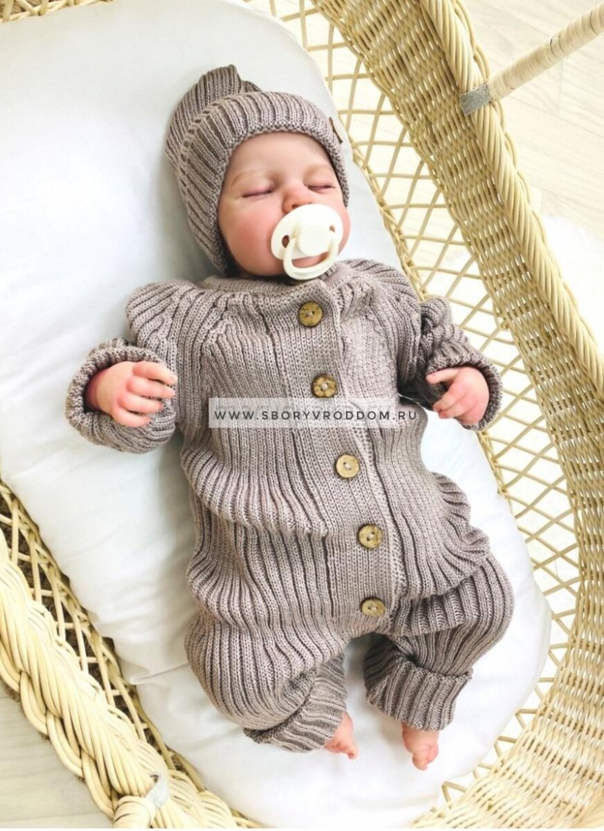 Вязаный комплект "Лапша" на выписку и прогулку весной. 