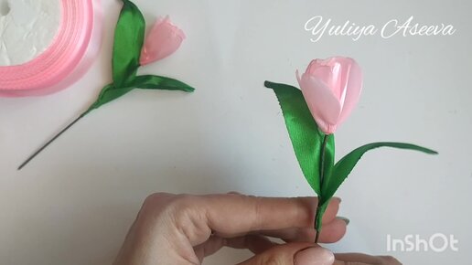 Букет Тюльпаны из атласных лент своими руками. DIY Tulips bouquet of satin ribbons with their hands