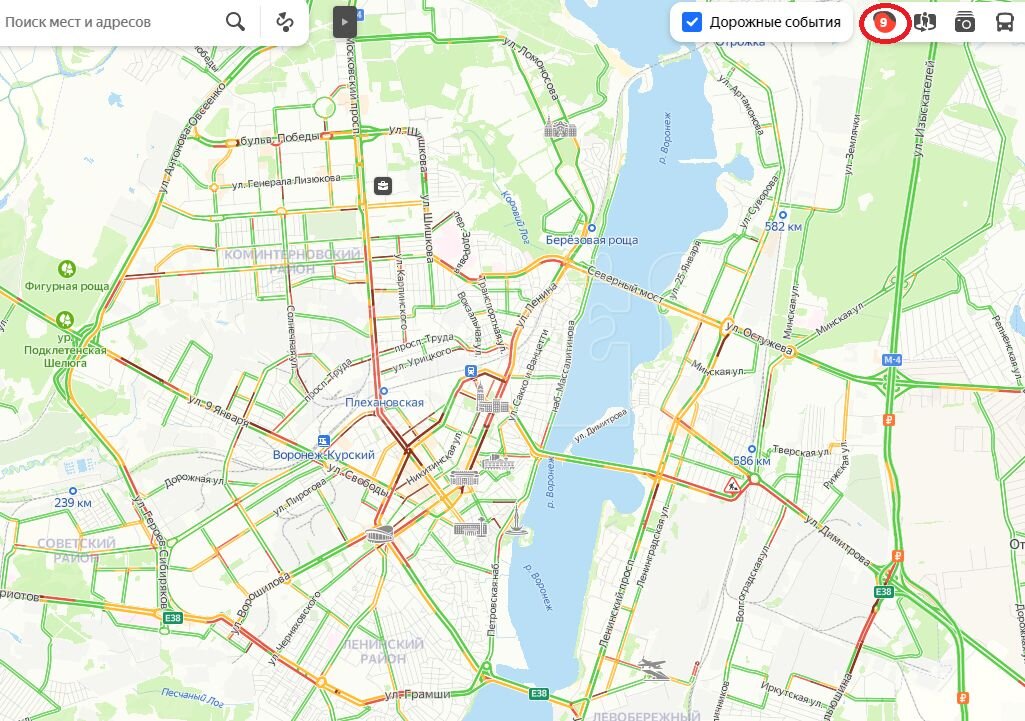 Пробки в воронеже сейчас показать на карте