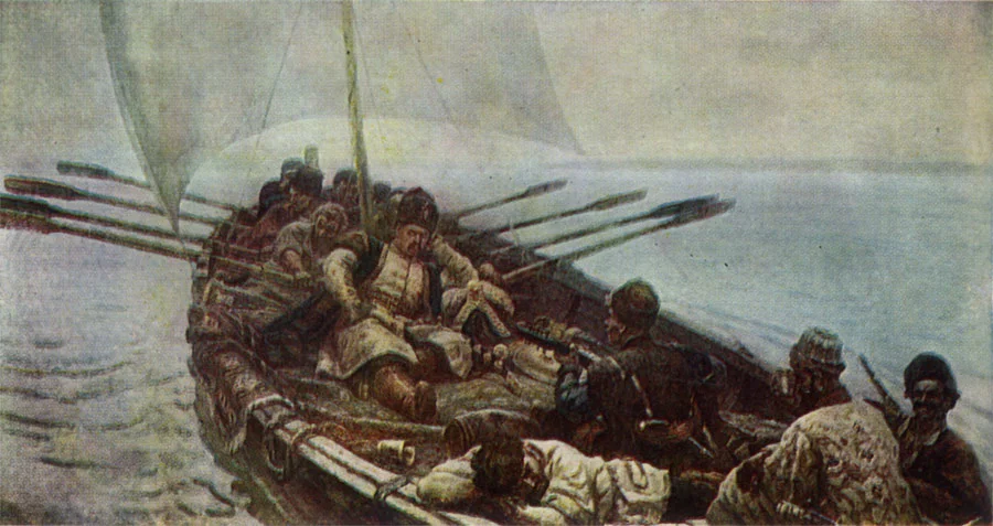 1668, 23 марта (2 апреля) - Начался морской поход Степана Разина из Гурьева на Персию на 24 стругах