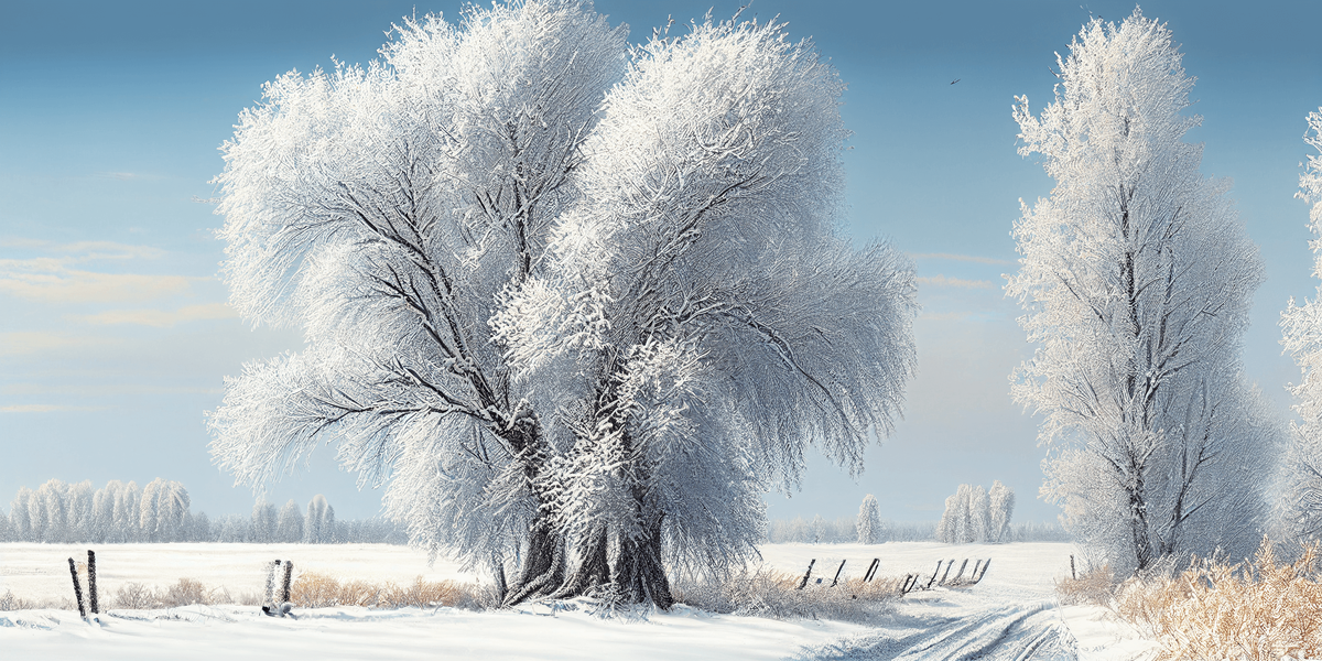  , Igor Grabar: A snowy winter landscape with frost-covered trees and a crisp, clear sky