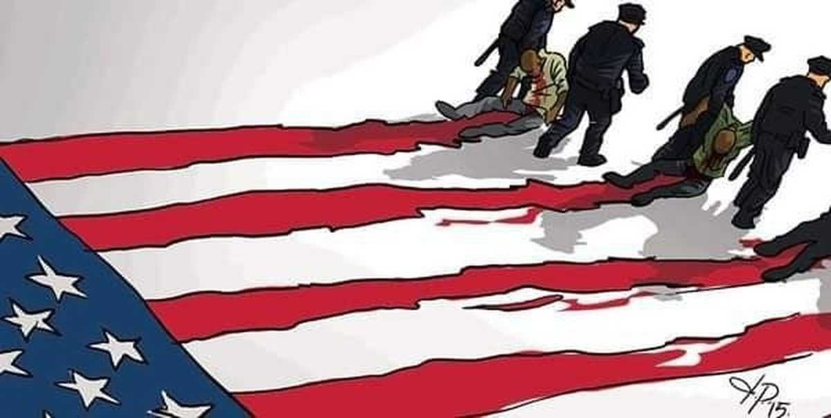 Мир без запада. Карикатуры на американский флаг. Окровавленный флаг США.