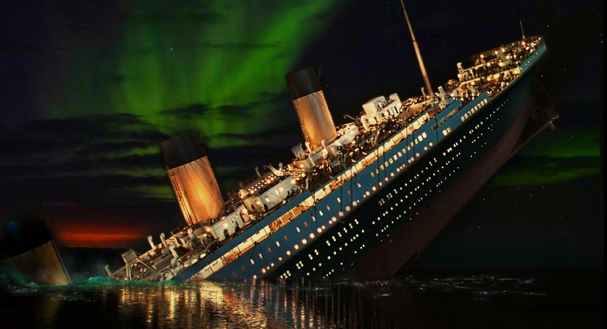 Foto del titanic hundiendose