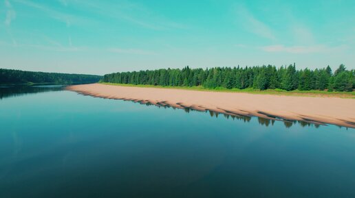 Красивейший пляж на реке Вымь возле села Шошка. Княжпогостский район. Коми.