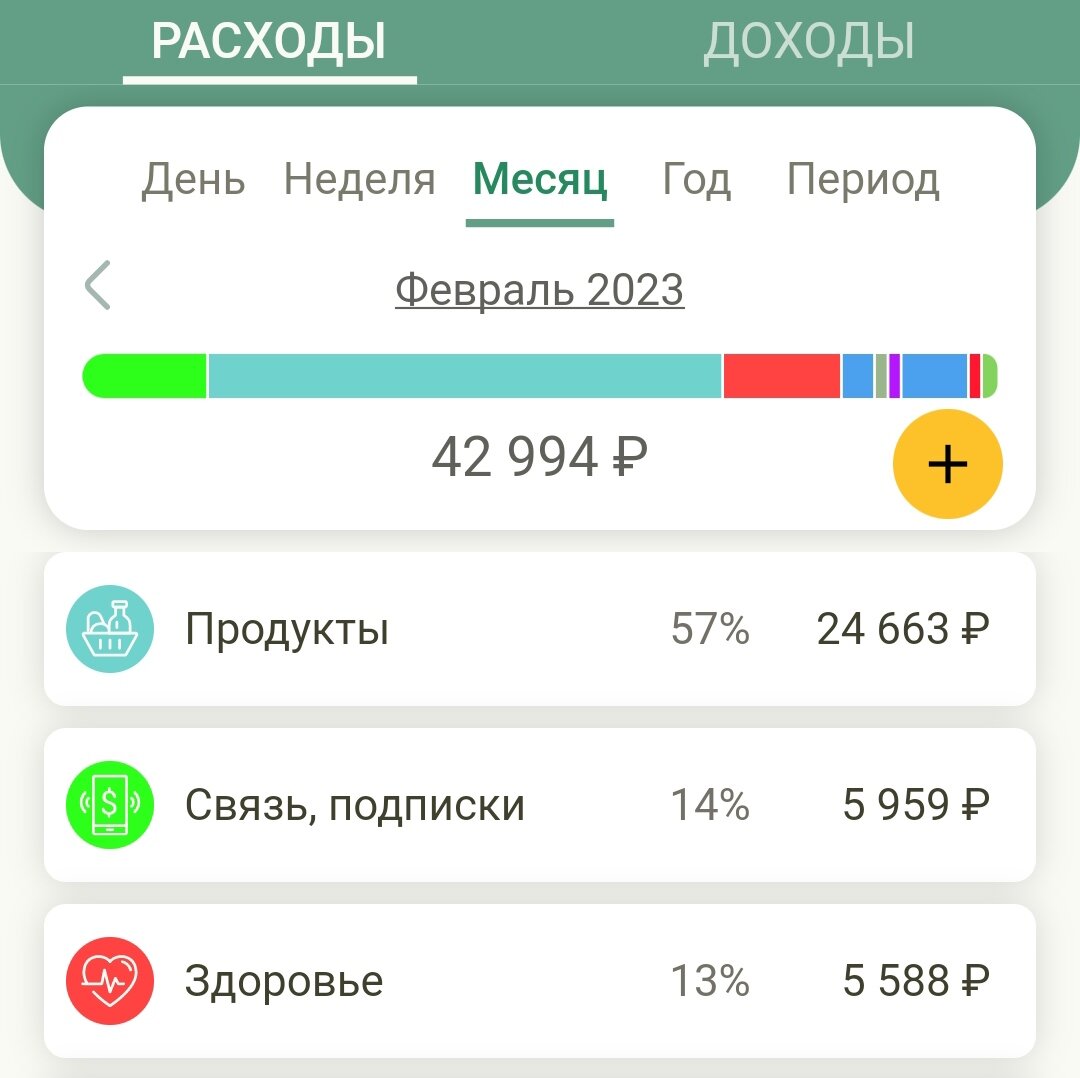 Расход на жизнь в феврале