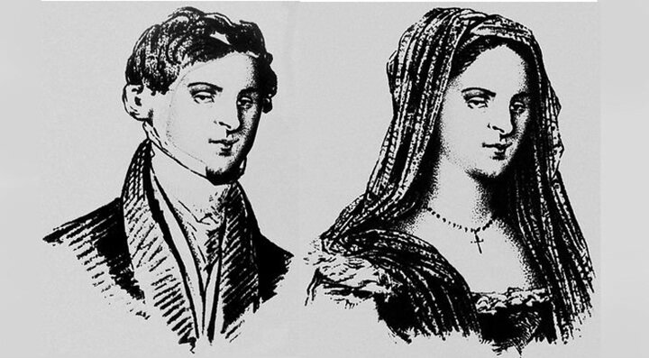 Справа - портрет Клары Гасуль, слева - восстановленный при помощи фоторедактора образ Проспера Мериме