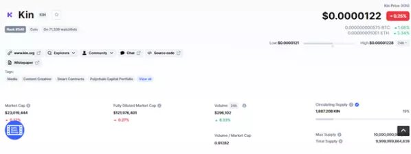 Основная информация по активу KIN