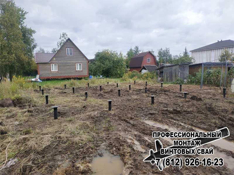 винтовые сваи для каркасного дома, готовый фундамент