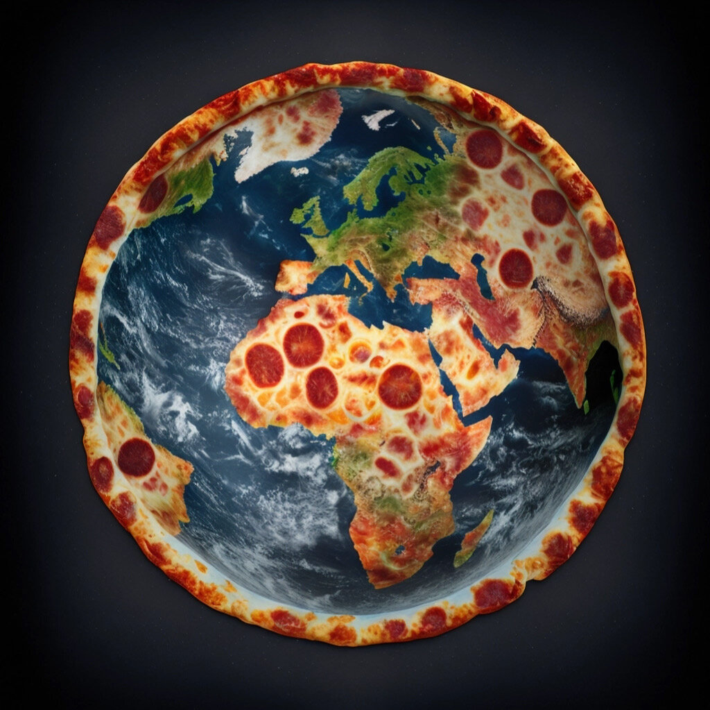 Вот как Midjourney видит Землю в виде пепперони