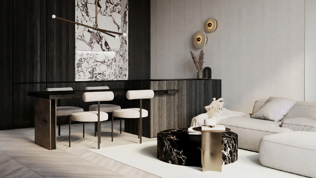 Интерьер гостиной в доме CULT 