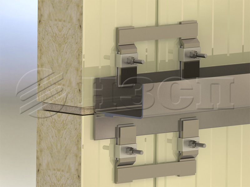 Узел крепления сейсмокрепежей для сэндвич-панелей. КД и МС 