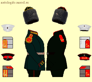 Схема обмундирования Стретенского Сибирского пехотного полка 1900 год
