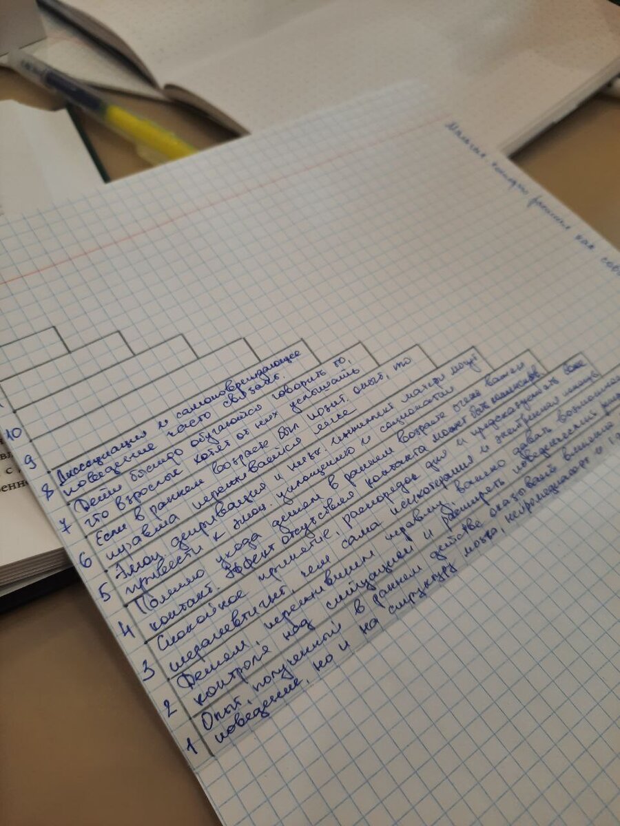 Пример лестницы из моего читательского дневника по книге "Мальчик, которого растили как собаку"