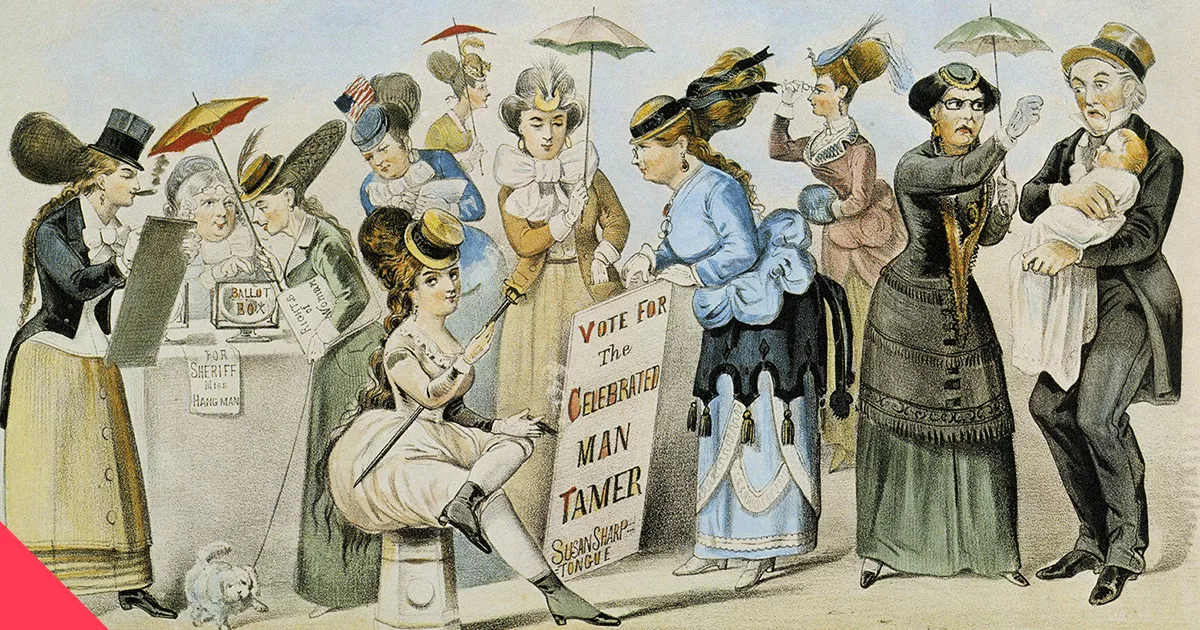 Агитационный плакат суфражисток 19 века.