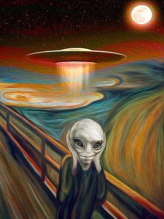 НЛО и инопланетянин