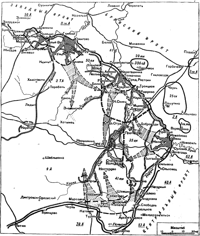 Орловская стратегическая наступательная операция кутузов карта