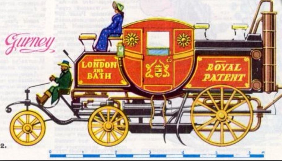 Паровой омнибус Г. Герни на линии Лондон - Бат


