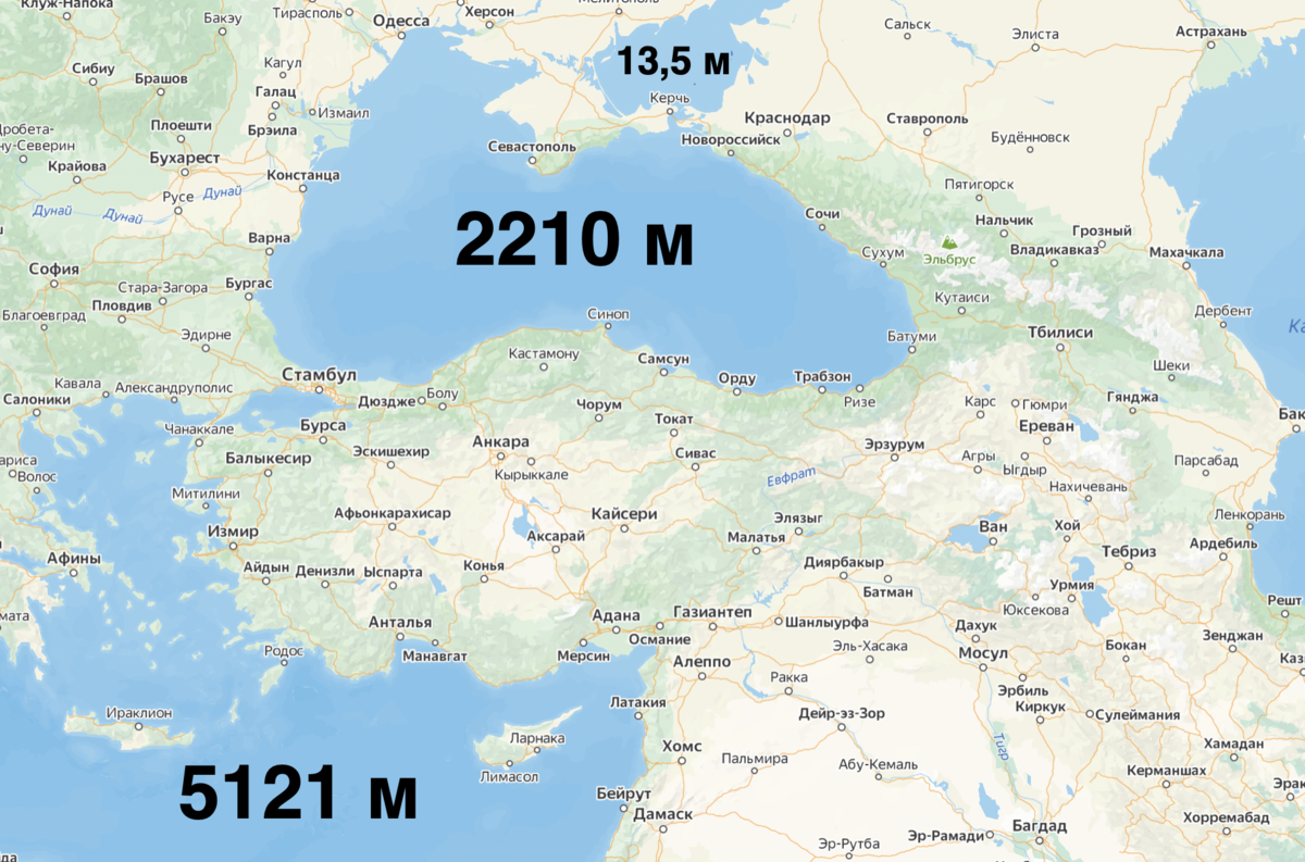 Карта глубин черного моря у берегов крыма подробная