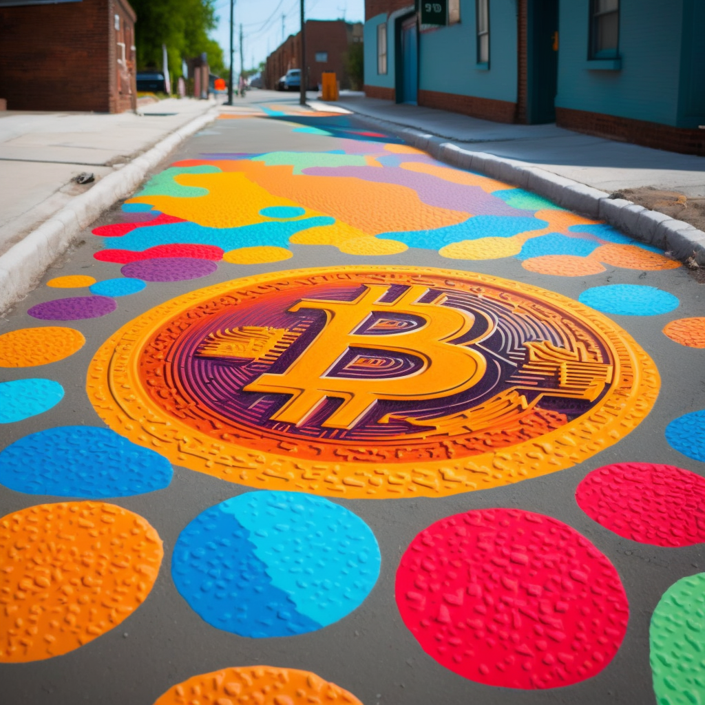 "Биткоин на дороге", подготовлено совместно с нейросетью.